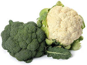 broccoli, cauliflower